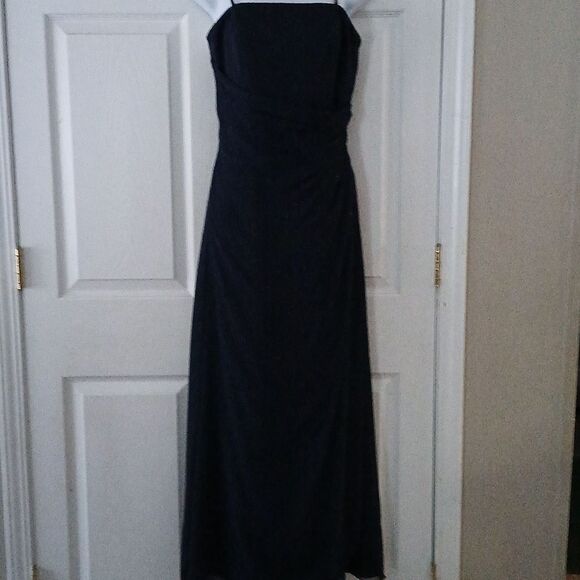 Jodan navy blue side gather beaded sleeveless formal gown with shawl  Sz 2 - Picture 4 of 12